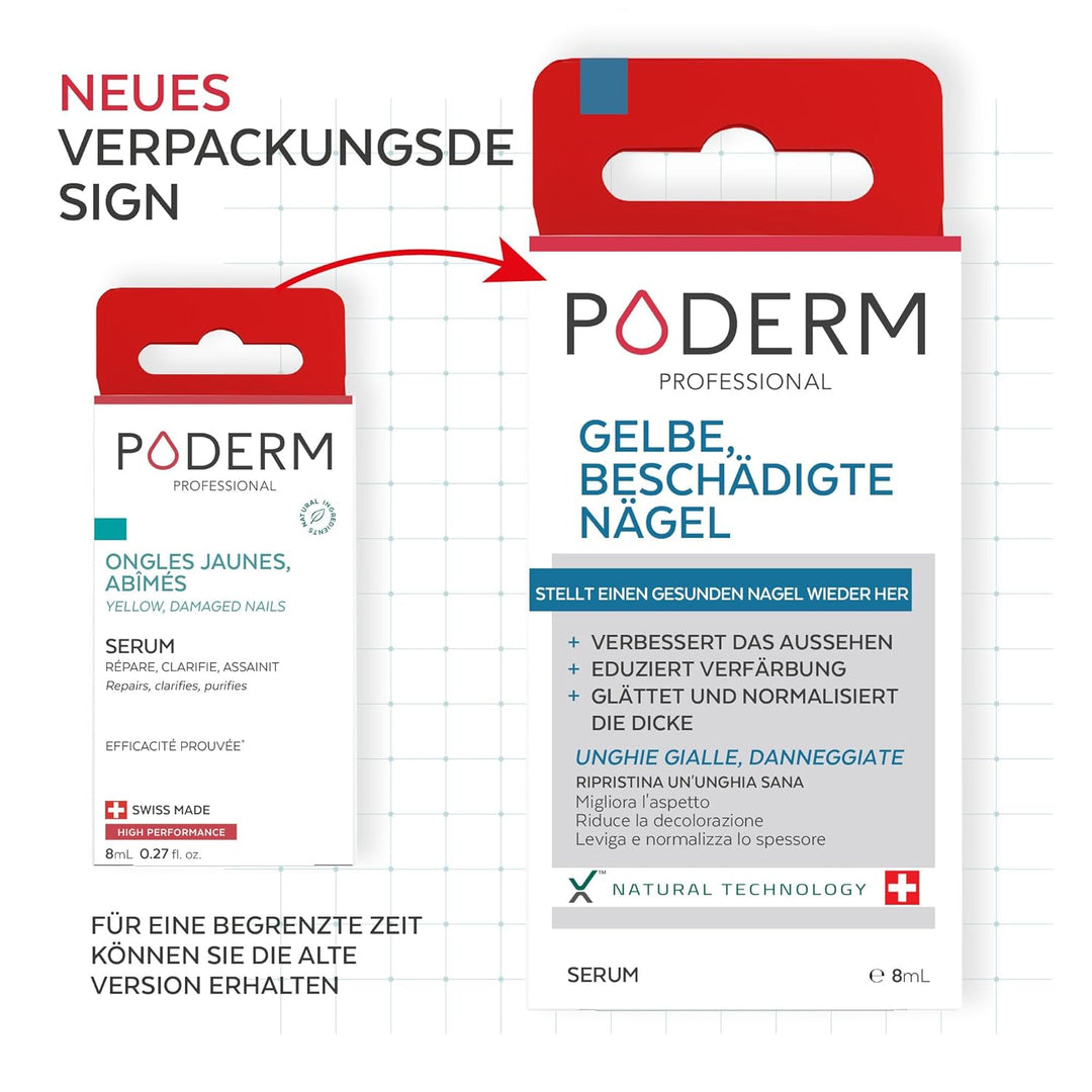 PODERM - Pflegeserum für verfärbte und beanspruchte Nägel - Verbessert das Erscheinungsbild der Näge