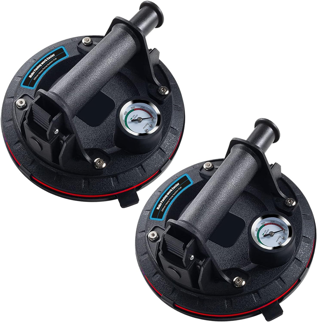 2 Pack 8" Glasheber Saugheber mit Manometer Vakuum Saugheber,Starker Saugnapf-Geeignet für schweres