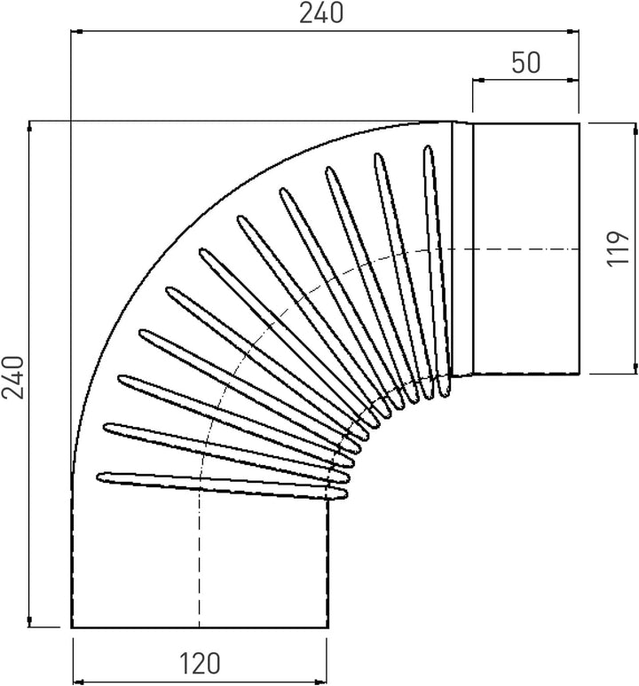 raik ESH037-120-w Rauchrohrbogen/Ofenrohrbogen Emaille 120mm - 90° Bogen gerippt Weiss, Weiss