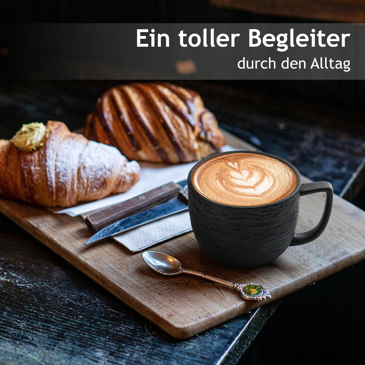 MIAMIO – 450 ml Kaffeetassen / 4er Tassen-Set – Keramik Tasse matt für Kaffee, Latte, Cappuccino und