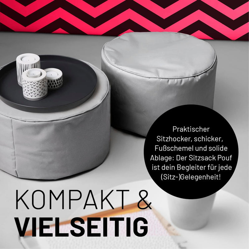 Lumaland Sitzsack Pouf (50 L) | Kompakter Sitzsack mit 3-in-1-Funktion: bequemer Hocker, praktisches