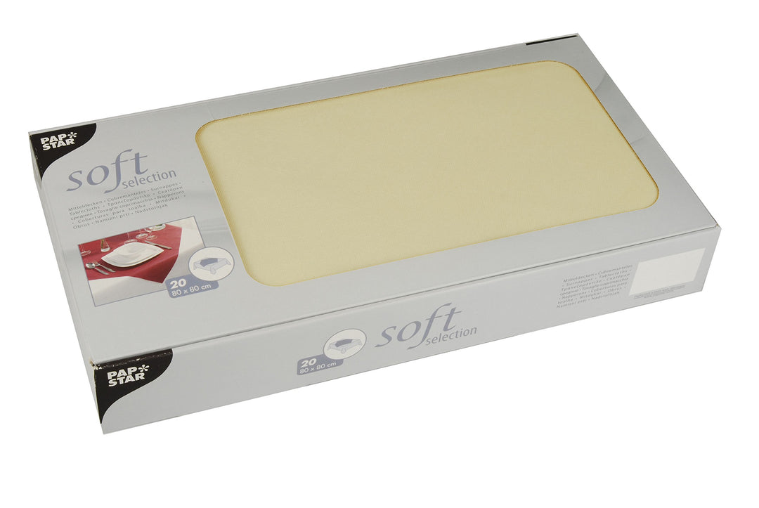Papstar, 20 Mitteldecken, stoffähnlich, Vlies "soft selection" 80 cm x 80 cm creme, #82326