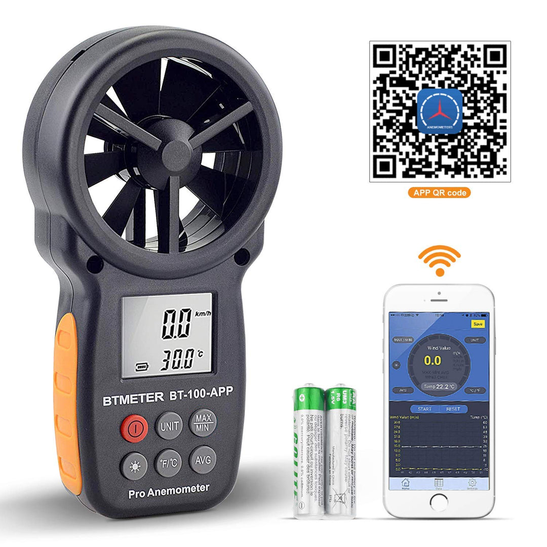 BTMETER Windmesser Digital Windgeschwindigkeits-Anemometer-Handheld,drahtloses Bluetooth-Flügelrad-A