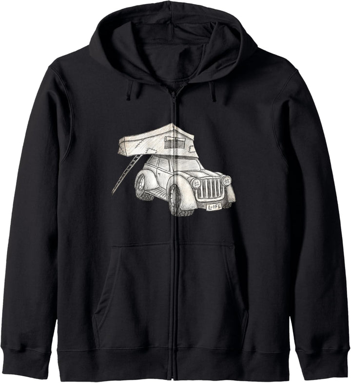 Dachzelt und Offroad Truck Skizze Alternativ Camper Kapuzenjacke