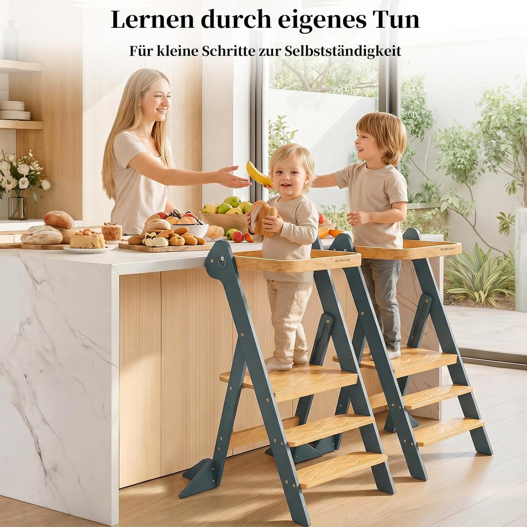 COSYLAND Lernturm ab 1 Jahr klappbar – iF Design Award Gewinner, höhenverstellbarer Lernturm mit Sic