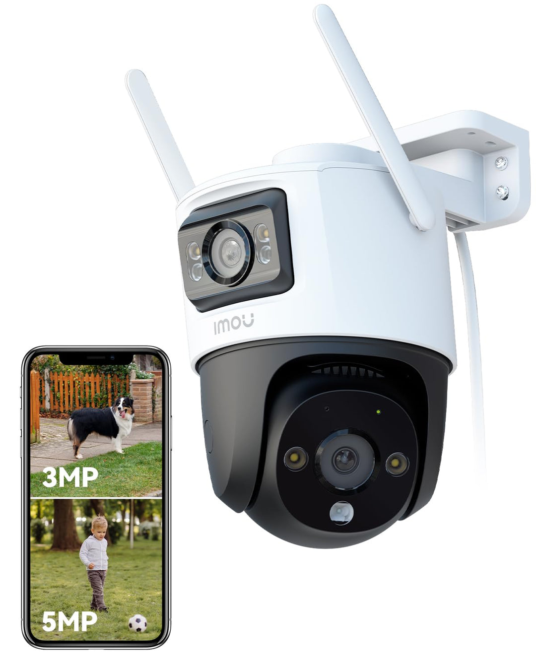 Imou 5MP+3MP Dual Kameras Überwachungskamera Aussen mit KI-Personen-/Fahrzeugerkennung, 360° PTZ WLA