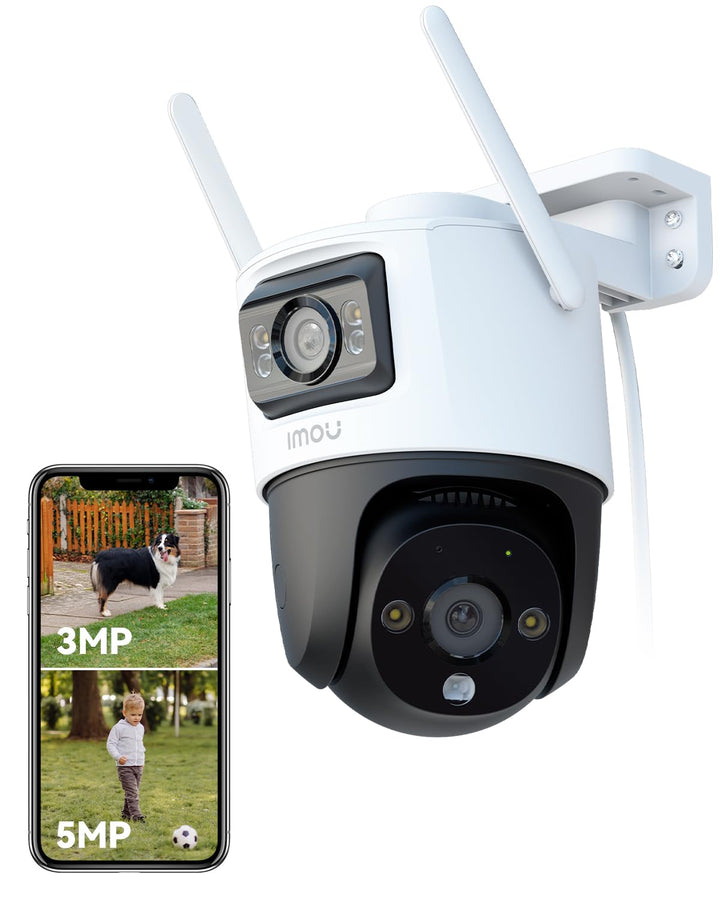 Imou 5MP+3MP Dual Kameras Überwachungskamera Aussen mit KI-Personen-/Fahrzeugerkennung, 360° PTZ WLA