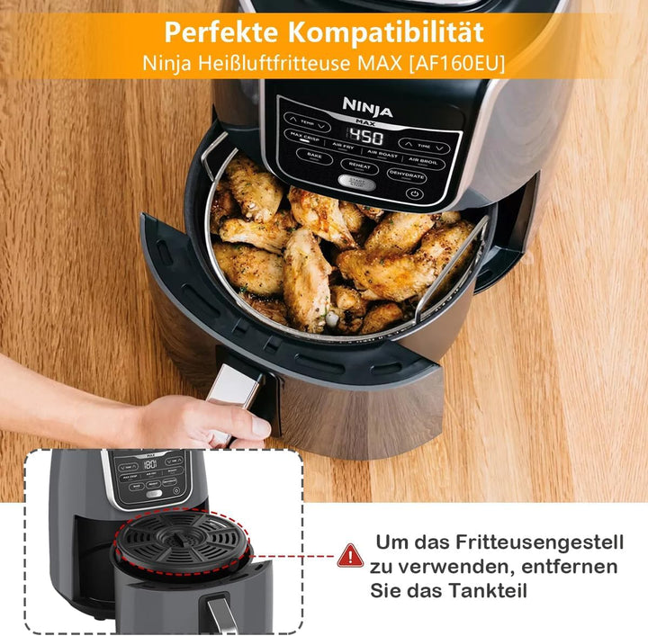 Rack für Ninja Heissluftfritteuse MAX AF160EU,304 Edelstahl 3-lagiger Dehydrator-Grillrost Rack Zube