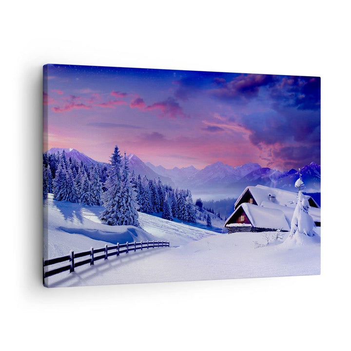 Bilder auf Leinwand Winter Landschaft Frost Schnee Leinwandbild 70x50cm Wandbilder Dekoration Wohnzi