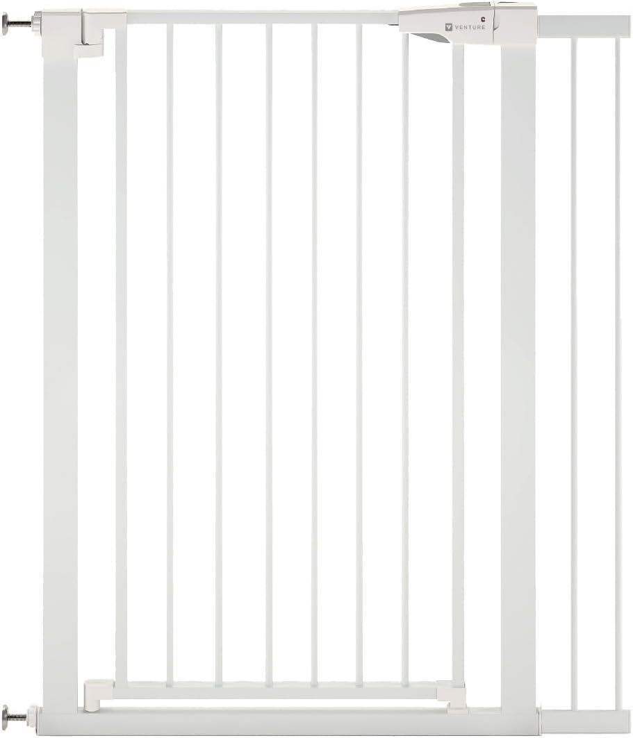 Venture Q-Fix Haustierschutzgitter mit Druck, 75–84 cm breit, 110 cm extra hoch, einzigartige 90°-Zw