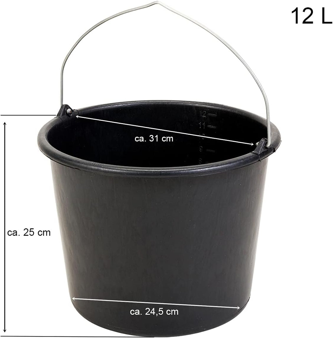 HELO Mörtelkasten Mörtelkübel Zementkübel Maurerwanne Maurerkübel Mörtelwanne Eimer Rund (10 x 12 Li