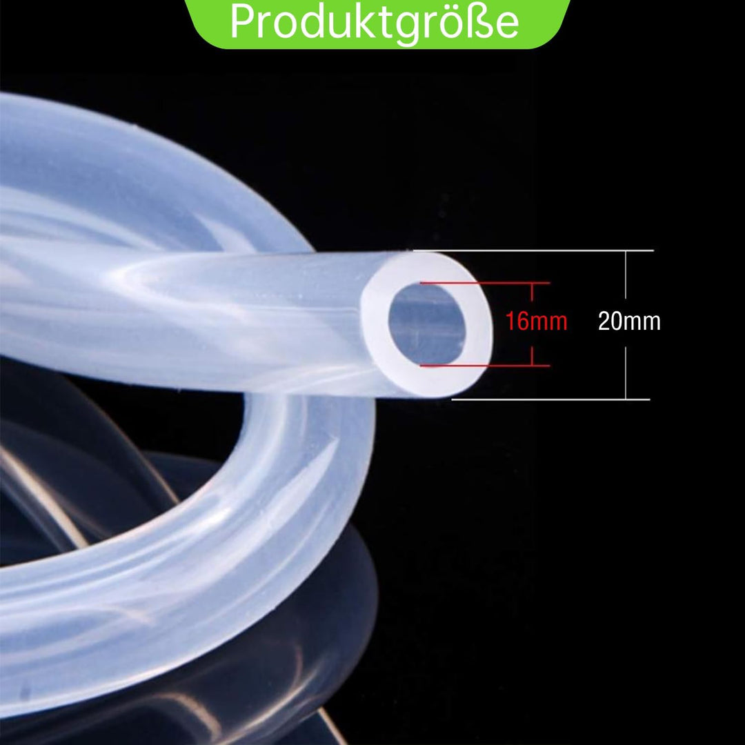 Uxney Silikonschlauch - Transparenter Gummischlauch für Haushalt, Trinkwasser, Industrie - 16mm ID x