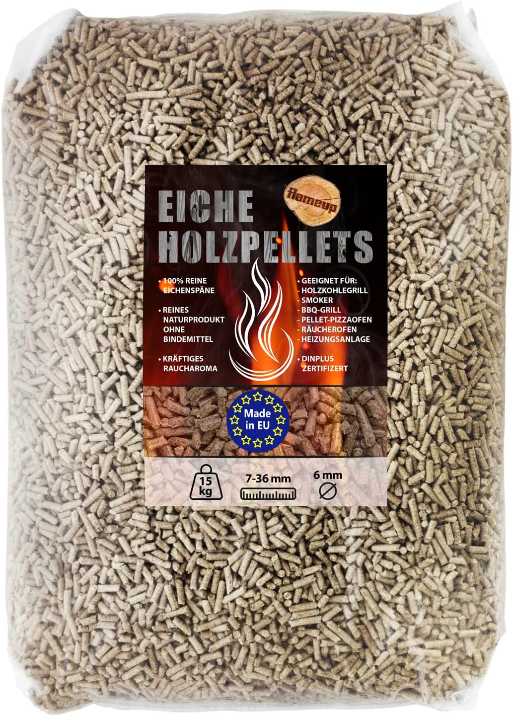Buche Eiche Pellets 15 kg 30 kg Auswahl Grill Smoker Holz Pizzaofen BBQ Pellet Outdoor Ofen Grillen