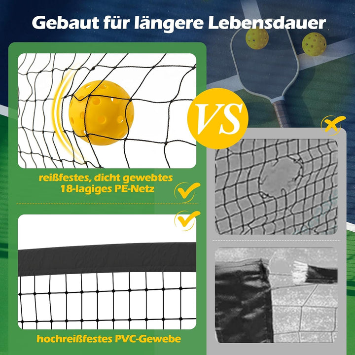 COSTWAY tragbares Pickleball Netz mit Rollen, 6,7 m Pickleball-System in offizieller Grösse mit Meta