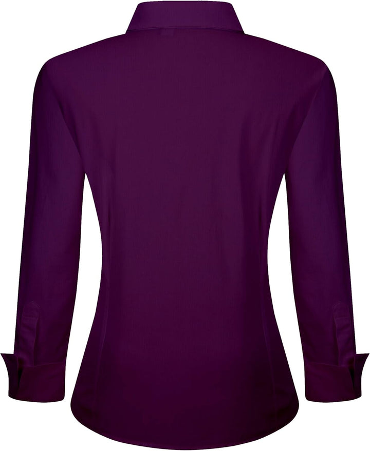 Alex Vando Bluse Damen Langarm Hemd Damen Stretch – Business Button Down Shirts, Bügelfrei Arbeitshe