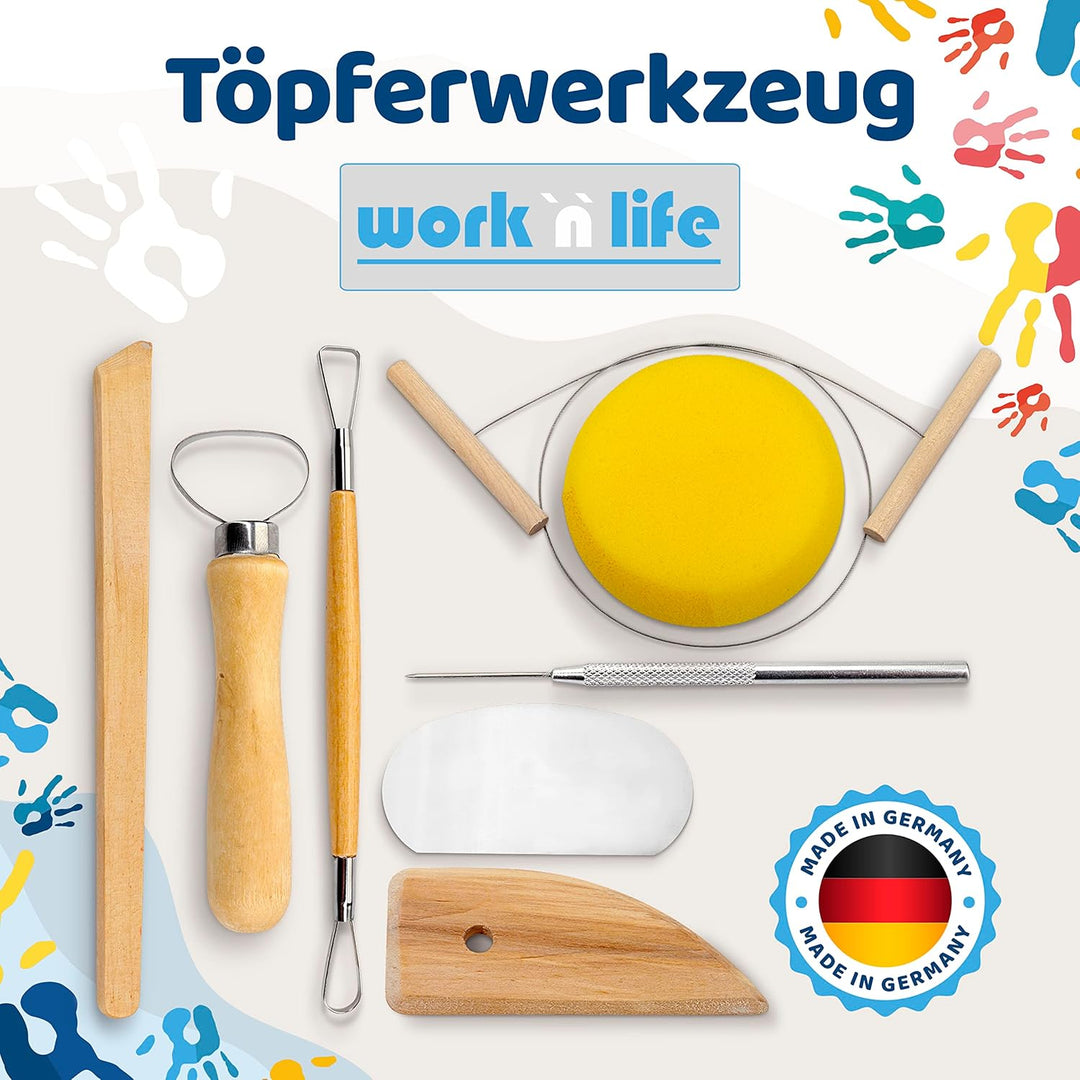 Ton lufttrocknend 2,5kg - inkl. Werkzeug, Bastelspass für Zuhause, Modelliermasse, Knetmasse, Ideal