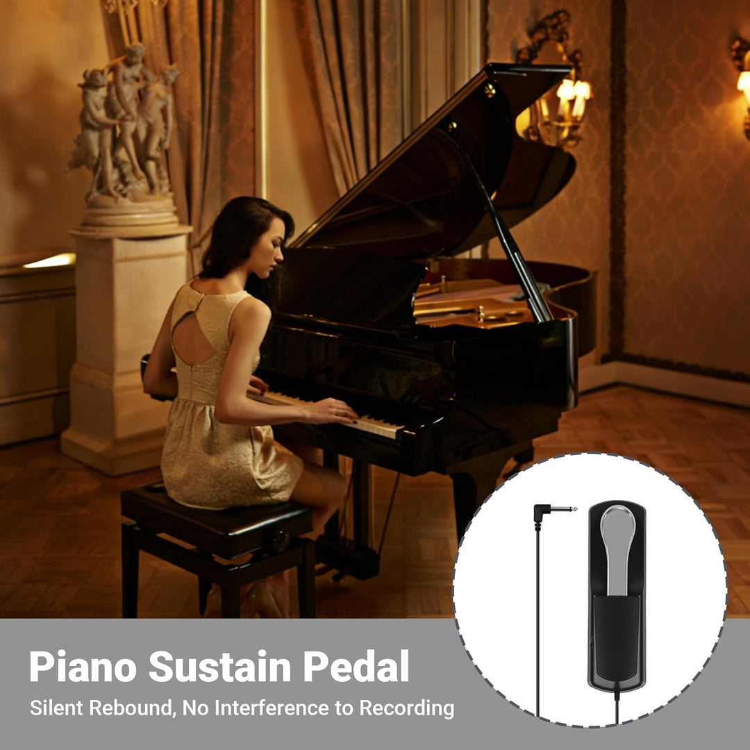 Sustain Pedal für Keyboard und Digitalpiano mit Polaritätsschalter, Universal Piano Pedal mit 6,35 m