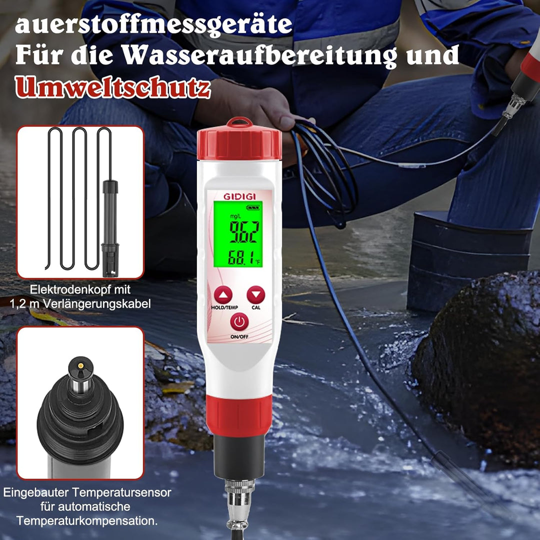 Sauerstoffmessgerät-Testkit, Teichsauerstofftester, DO-Messgerät mit austauschbarer Membrankappe, sa
