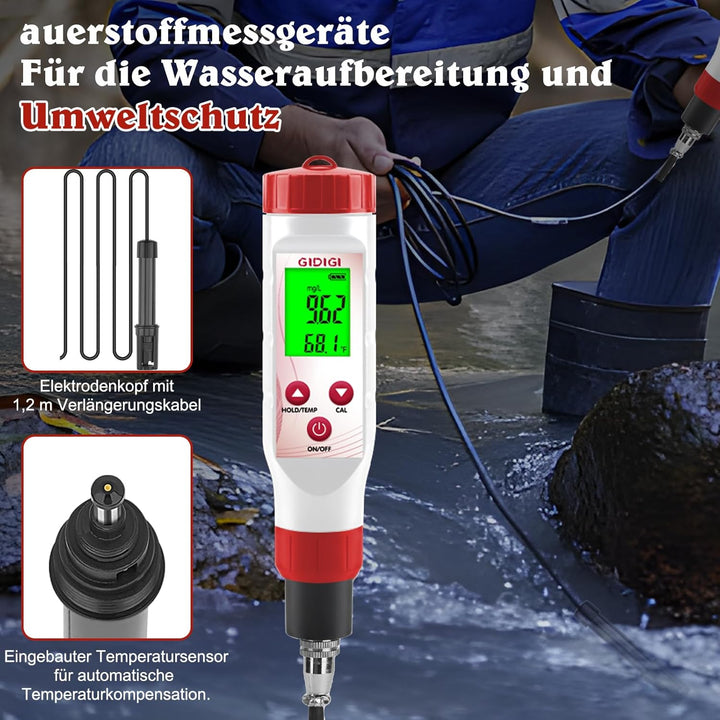Sauerstoffmessgerät-Testkit, Teichsauerstofftester, DO-Messgerät mit austauschbarer Membrankappe, sa