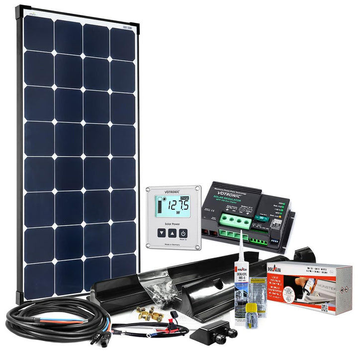 12V Solaranlage für Wohnwagen SM120/12V MPPT - Komplett-Set 120 Watt für Wohnmobil mit MPPT Laderegl