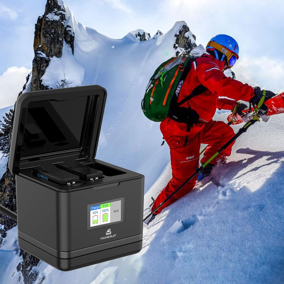 Homesuit Hero 13 Akku 2300mAh und LCD 3-Kanal USB Speicherladegerät für GoPro Hero 13 Black Enduro W
