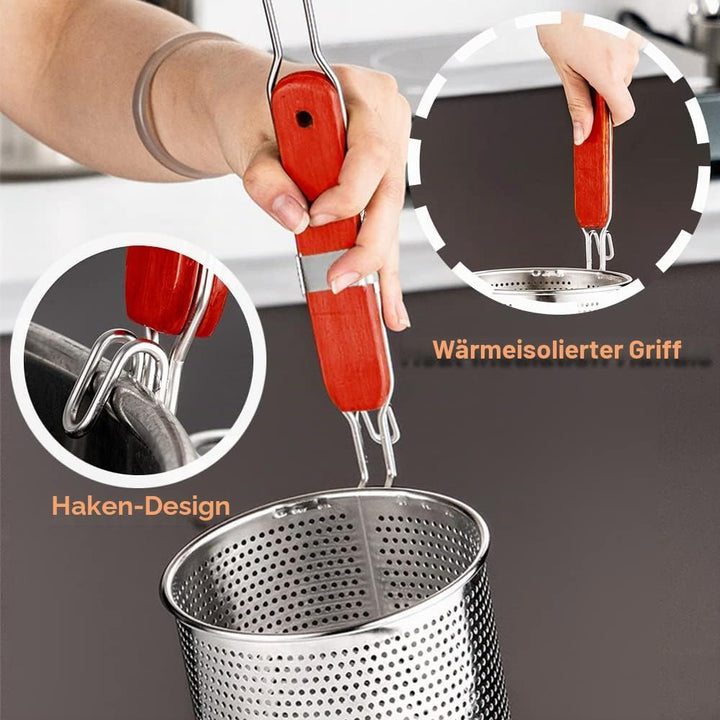 TENTA Kitchen Micro-Perforated Stainless Steel Pasta Basket Mesh Spider Food Dumpling Noodle Straine