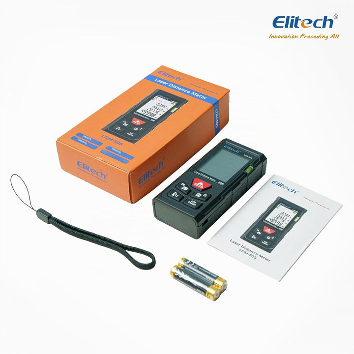 Elitech LDM-50-Series Laser Entfernungsmesser 50m Reichweite, ±2mm Genauigkeit, Flächen-/Volumen-/Py