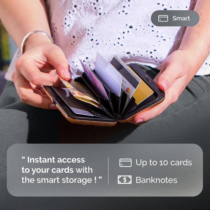 ÖGON Smart Wallets - Aluminium Geldbörse Quilted Button für Damen - RFID-Schutz - Bis zu 10 Karten u