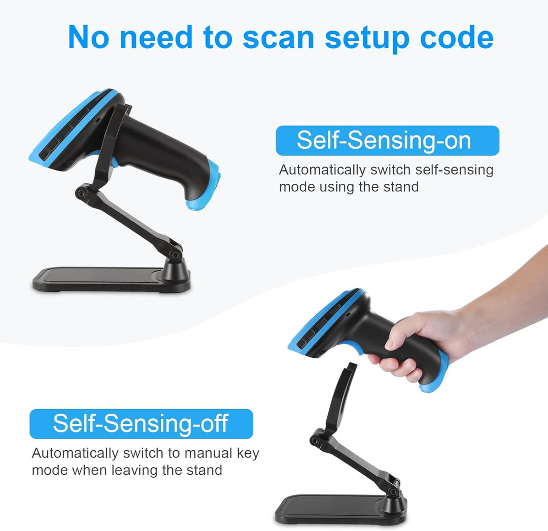 Barcode Scanner Wireless, Wiederaufladbare 1D Laser Kabelloser Scanner, Handscanner Kabellos Vielsei