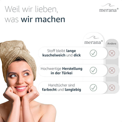 Merana Rome Handtuch Set | saugstark, weich und fusselfrei | Frottier Luxus Qualität | 100% Baumwoll