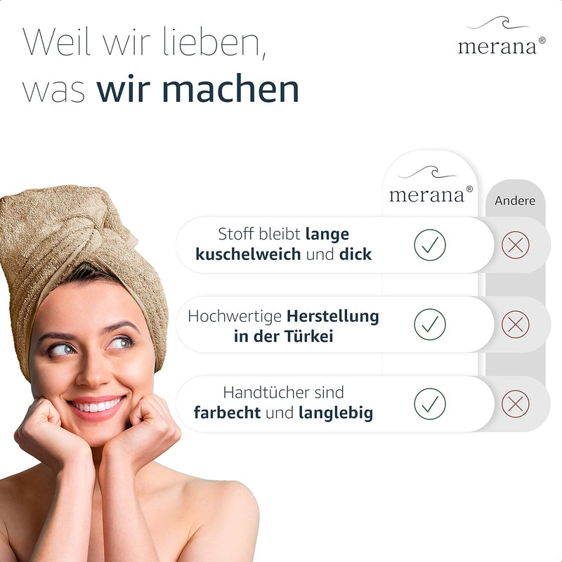 Merana Rome Handtuch Set | saugstark, weich und fusselfrei | Frottier Luxus Qualität | 100% Baumwoll
