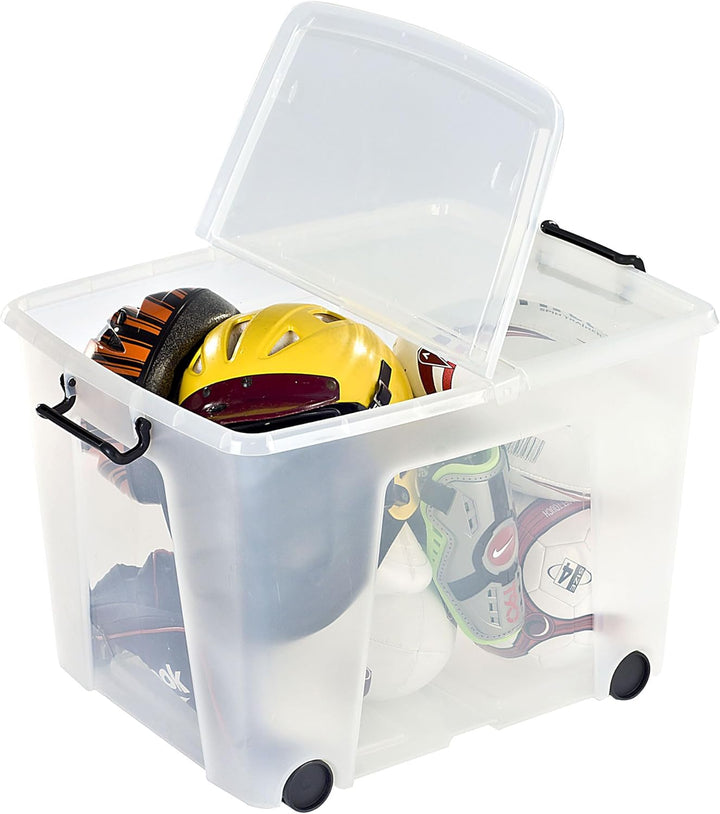 CEP Strata Smart Box HW676 CLR Aufbewahrungsbox anklemmbare Tragegriffe +rollen 75 Liter transparent