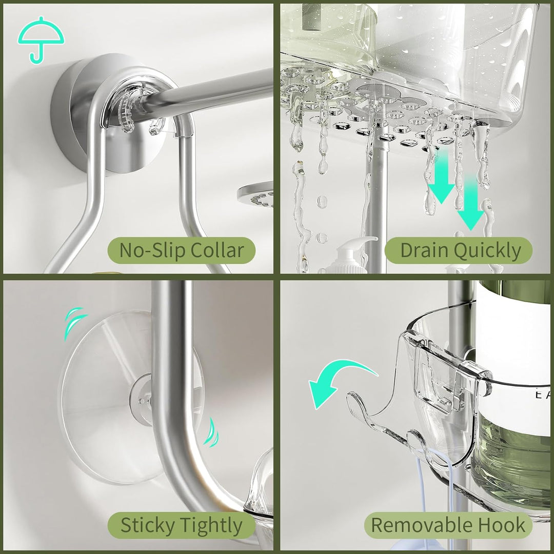 Ettori Hängende Dusche Caddy, 2-Schicht rostfreier Dusche Organizer, Aluminium Badezimmer Organizer
