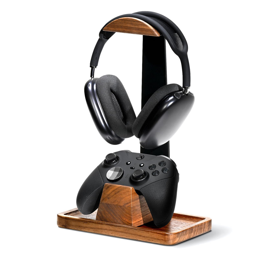 Kopfhörer und Controller Ständer aus Walnussholz, Kopfhörer Halterung Halter aus Holz, Headset Ständ