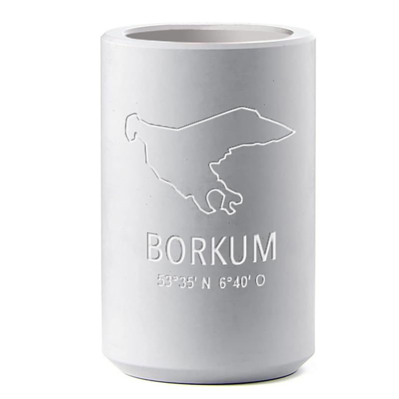 Flaschenkühler aus Beton, 20,5 cm Höhe, Borkum Inselreliev, Borkum Inselreliev