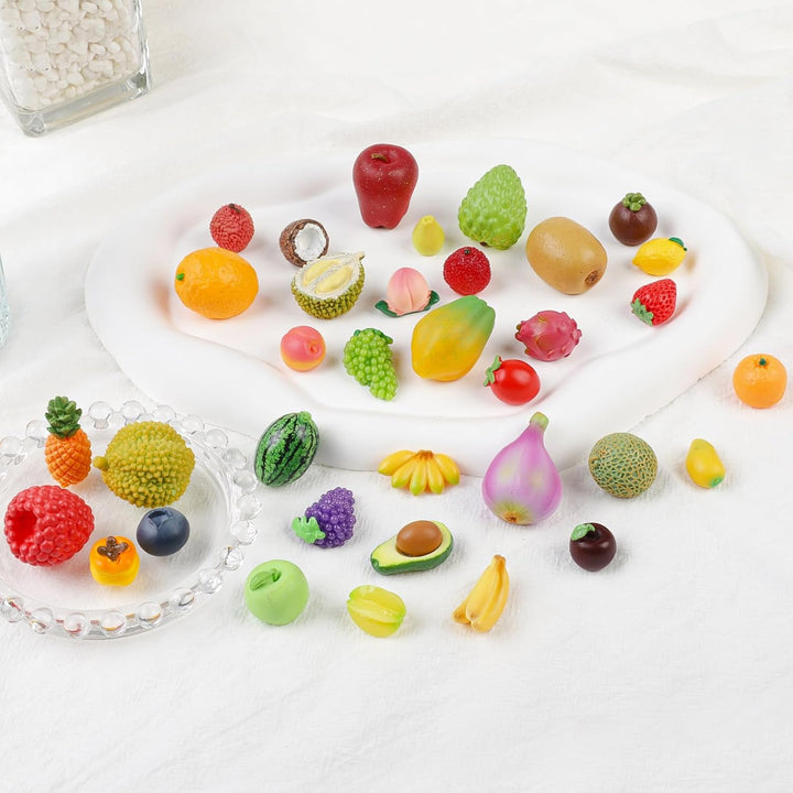 35 Stück Mini Harz Künstliche Früchte Miniatur Harz Früchte Realistische Mini Simulation Obst Erdbee