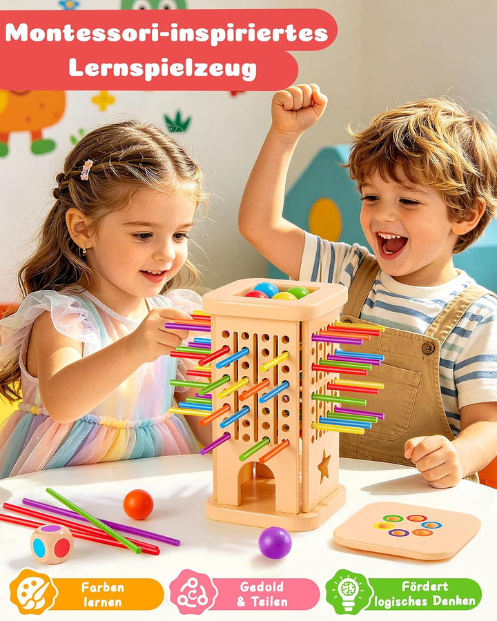 Montessori Spielzeug Holz Brettspiel ab 3–9 Jahre mit Stäbchen &amp; Ball | Holzspielzeug Kinder, Lernsp