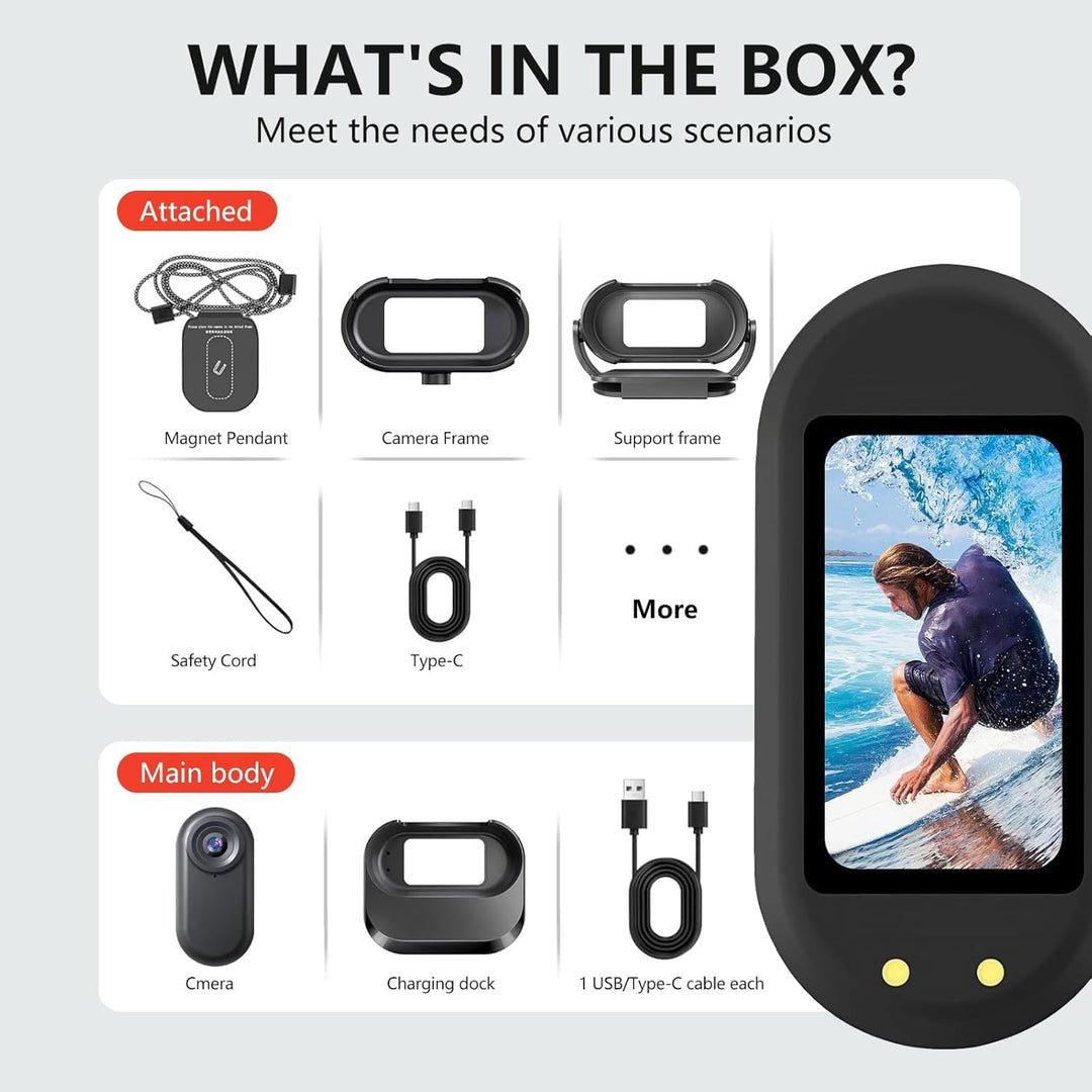 Mini Action Cam 1080P,Action Camera,Tragbare Kamera mit 360° Drehbarem Clip und Magnetclip,Mini K-Am