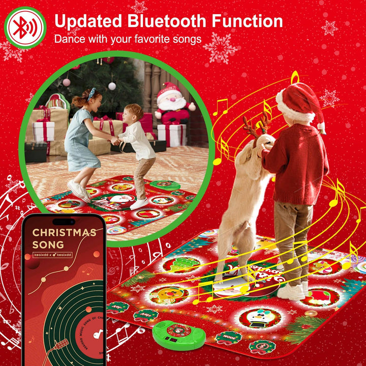 LEAPRCSTORE Tanzmatte Kinder Spielzeug, Musikmatte mit 6 Led-Leuchten, Drahtloser Bluetooth, 6 Spiel