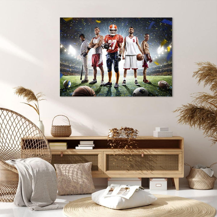 Bilder auf Leinwand 100x70cm Leinwandbild mit Rahmen Sport Sportler Gross Wanddeko Bild Schlafzimmer