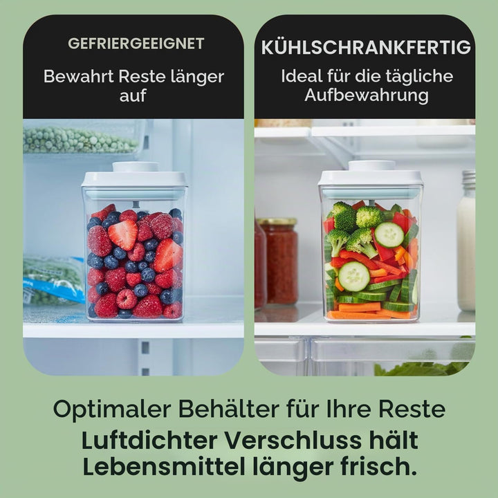 iChewie - BopTop (2er-Set) Luftdichter Lebensmittel-Lagerbehälter - Mechanischer Silikondichtungskan