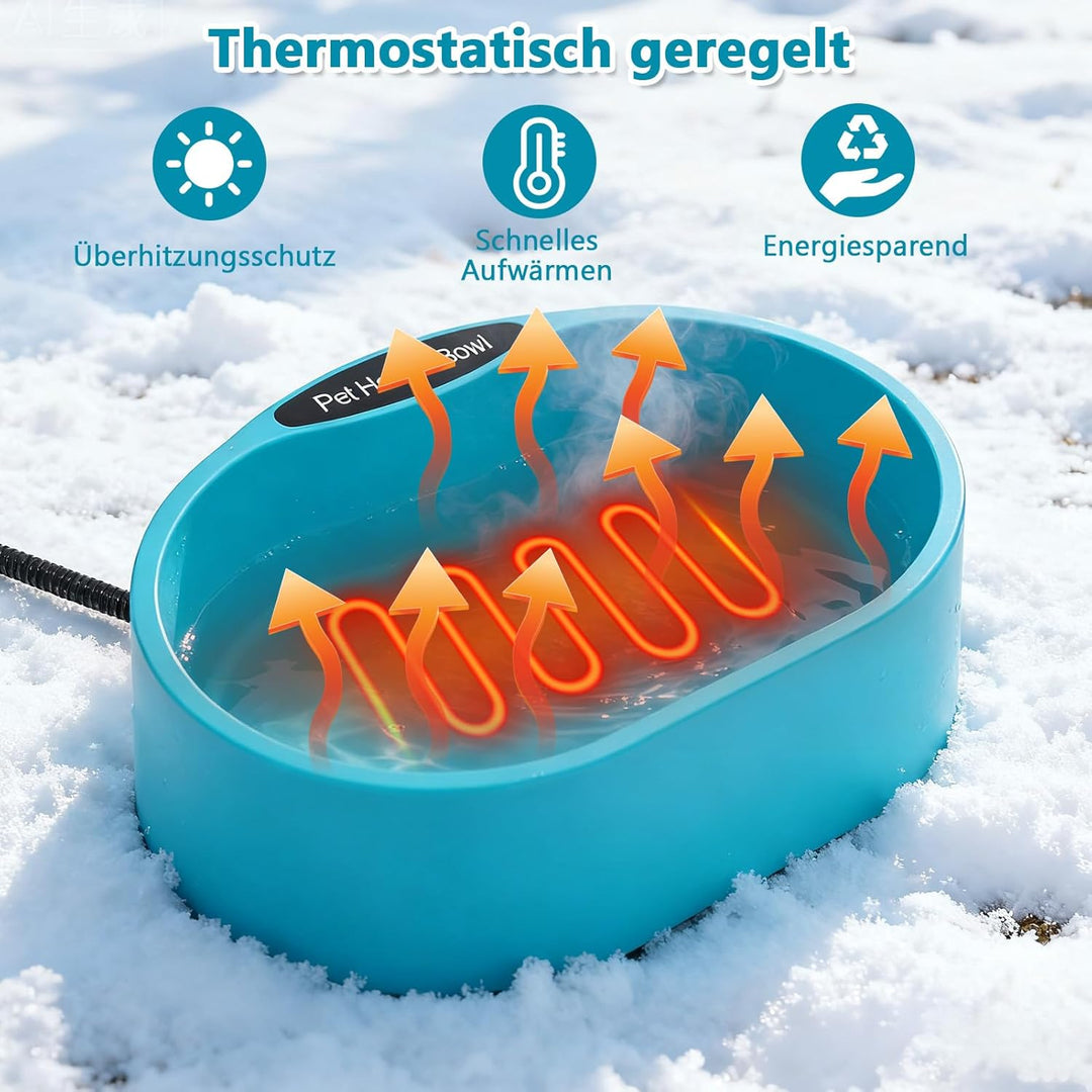 Beheizter Wassernapf 3,7 L Frostschutz Hunde Katzen Hühner, 35 °c Konstante Temperatur, Beheizter Wa