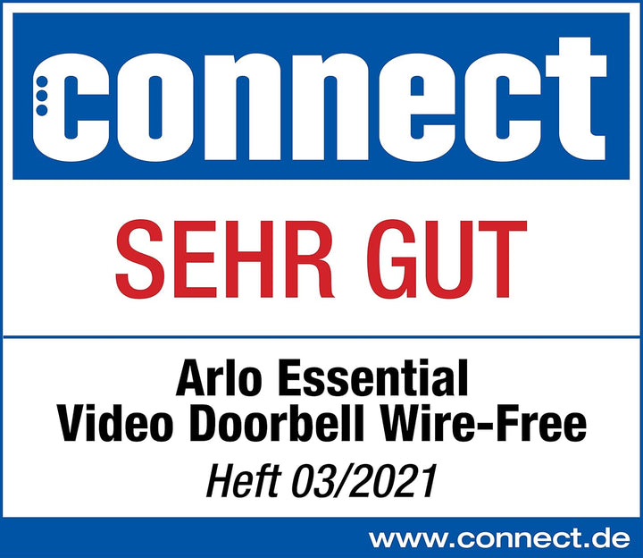 Kabellose Arlo Essential Video Türklingel, 1080p, 25% grösseres Sichtfeld, WLAN, Bewegungsmelder, 2-