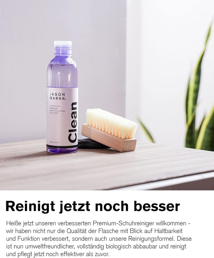 Jason Markk Schuhbürste und 8oz/236ml Tiefenreiniger im Set - Zur Reinigung und Pflege von Schuhen u