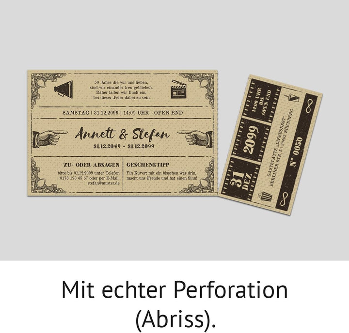 Kartenmachen.de Personalisierte 10-100x Hochzeitseinladungen Goldhochzeit goldene Hochzeit Einladung