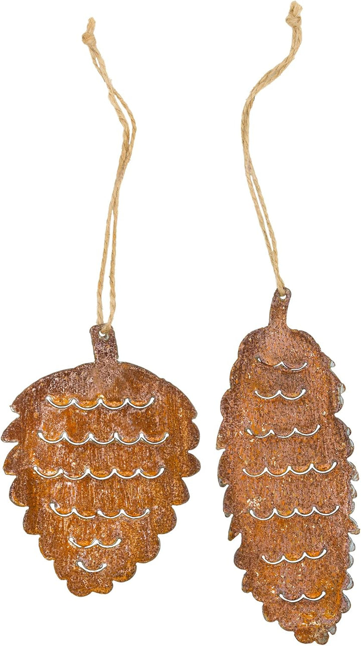 Metall Zapfen zum aufhängen Herbstdeko Rosthänger Baumhänger Edelrost Made in EU Höhe=16 und 21 cm 2