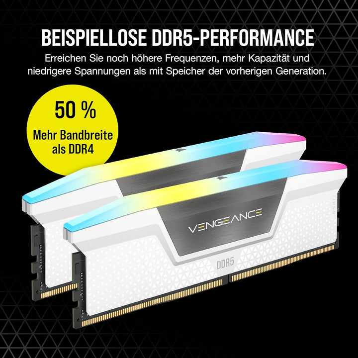 Corsair Vengeance RGB DDR5 RAM 32GB (2x16GB) 6400MHz CL36 Intel XMP iCUE Kompatibel Computer Speiche