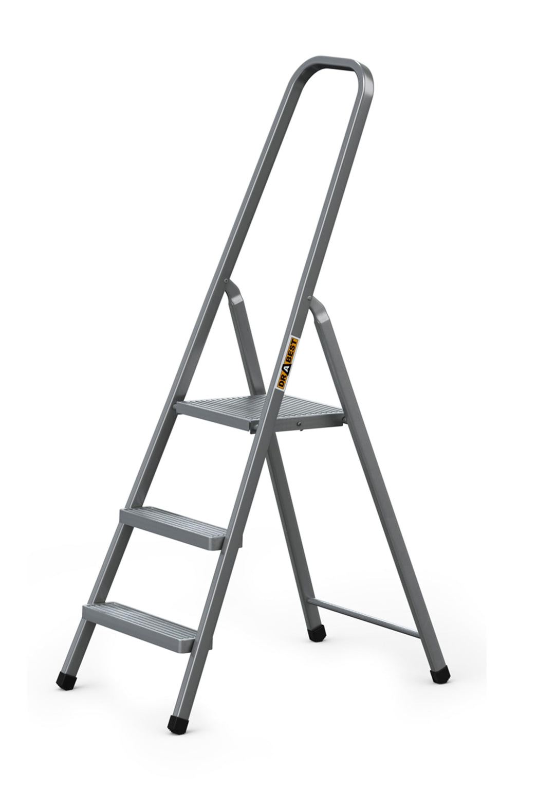 DRABEST - Stehleiter - mit 3 Stufen - bis 125 kg belastbar - 1,25 m lang - Arbeitshöhe 2,57 m - Trit