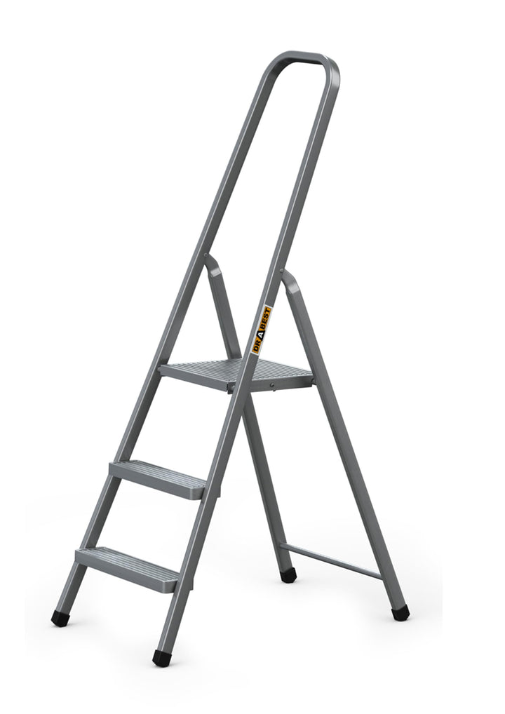DRABEST - Stehleiter - mit 3 Stufen - bis 125 kg belastbar - 1,25 m lang - Arbeitshöhe 2,57 m - Trit