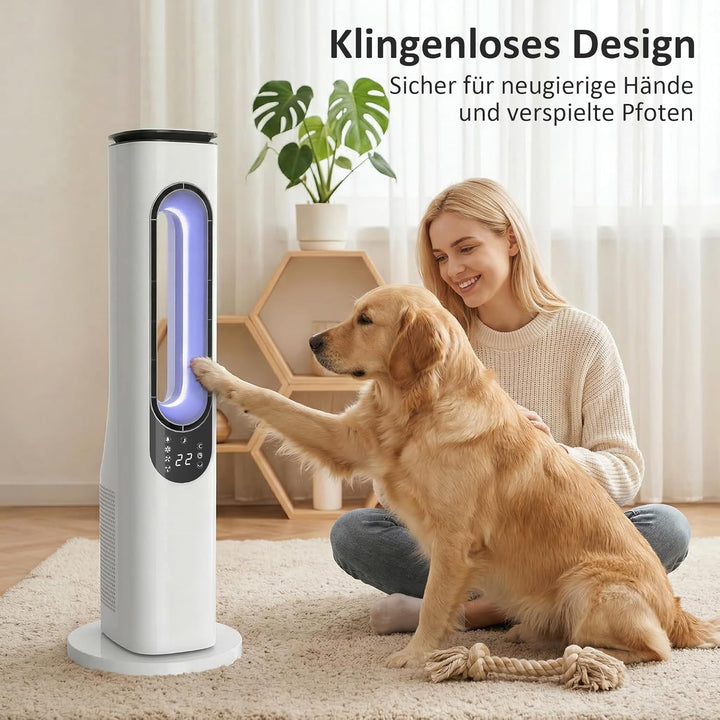 HOMCOM Rotorloser Turmventilator für Schlafzimmer, 35 dB leiser Standventilator mit 50° Oszillation,
